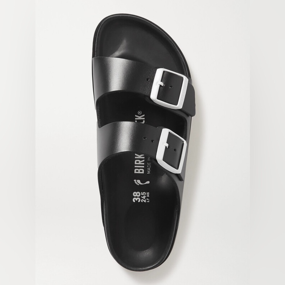 BIRKENSTOCK X NET A PORTER ARIZONA LEATHER SANDAL BLACK SIZE 8